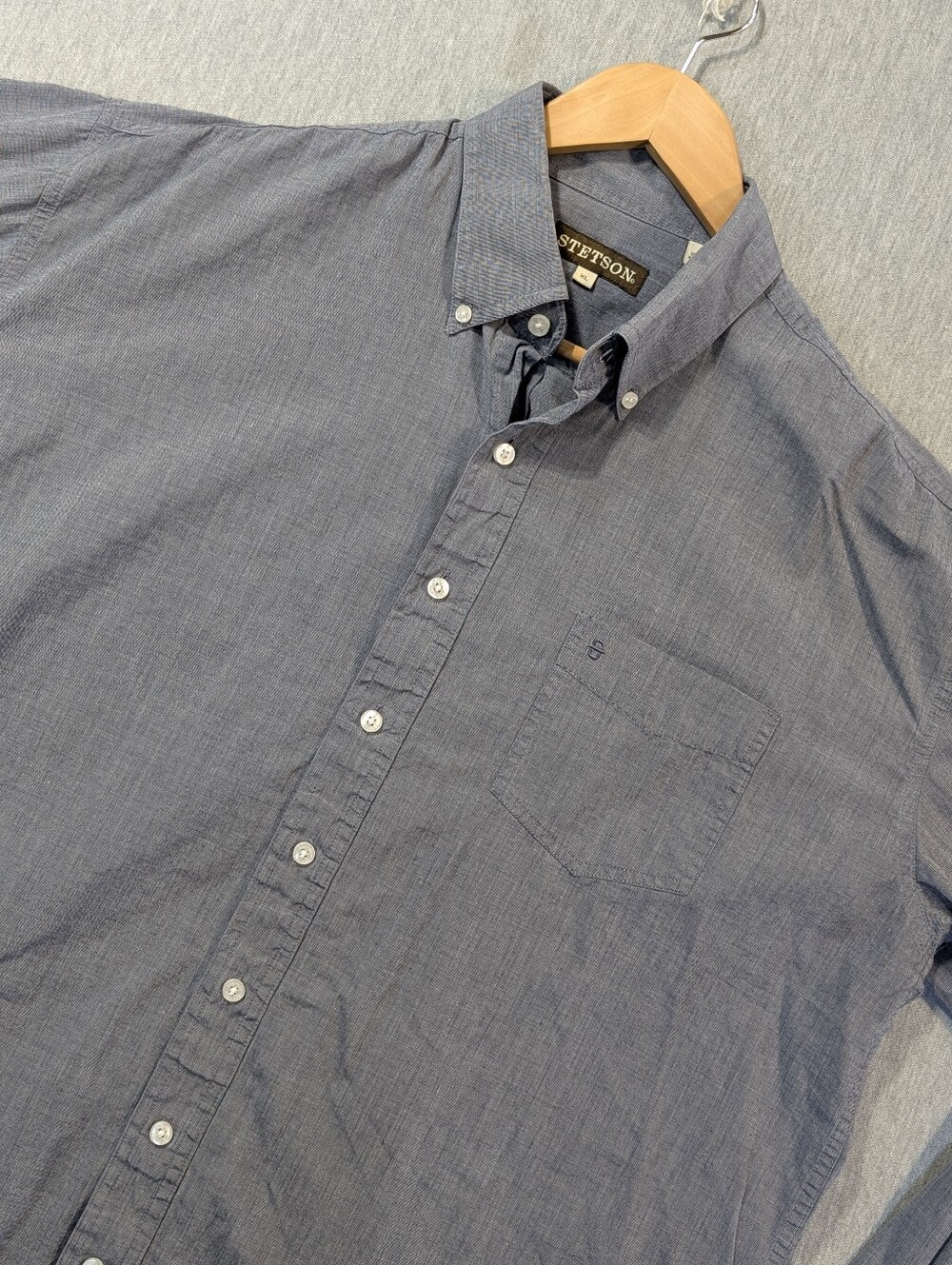 Stetson Western Casual Button Shirt Men's XL Grey Cotton